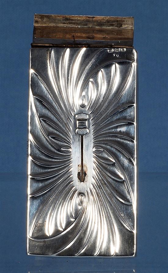 A Victorian silver card case, with thumb ejector by William Neale & Sons, Length 3 1/8”/80mm Width 1 ¾”/42mm Weight 1.6oz/45grm
